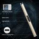 SUPRUS Electric Lighter Candle Type C Rechargeable Lighter with Upgraded LED Battery Display Safety Switch Flameless Plasma Windproof for Candle Cooking BBQs Fireworks Gift(Champagne Gold)