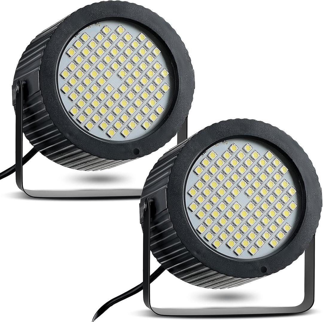 Funtery 2 Pcs Bright Halloween Strobe Light 88 LEDs Flash Party Lighting Sound and Speed Modes Flashing Stage Lights for Christmas Birthday Party Room Dance DJ Bar Karaoke Show Wedding(White)