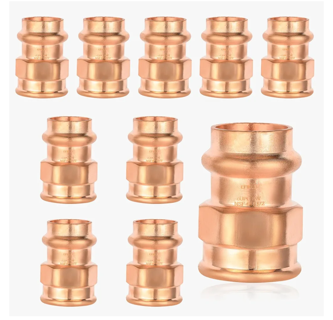 (Pack of 10) EFIELD Press Copper Adapter Fitting, 3/4-Inch Press Fit x 3/4-inch Female Copper Adapter, LBP Design
