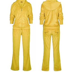 Tracksuit Womens 2 Pieces Joggers Outfits Jogging Sweatsuits Set Soft Sports Sweat Suits Pants, Yellow, Size 3XL