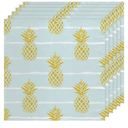 Pineapple Stripe Fruit Cloth Napkins Dinner Table Napkins Washable Reusable Napkin for Party Wedding Cloth Napkins Pack Of 7