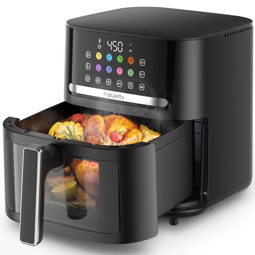 FABULETTA 6.5QT Large Air Fryer, Air Fryers Clear Window With Washable Basket, 10-in-1 Presets Functions For Crisp, Roast, Bake and Reheat, Auto Shut-off, Nonstick & Free Recipes & Easy Meals Airfryer