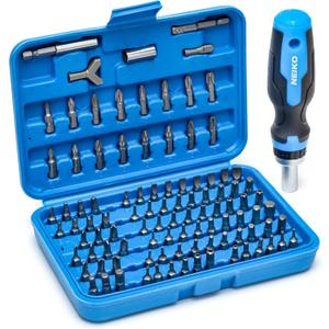 NEIKO 10082A Security Bit Set and Ratcheting Screwdriver | 101 Piece Set | Chrome Vanadium Steel | Screwdriver Bit Set Phillips, Tamperproof Torx Bits, & Flat | 1/4" Hex Shank Magnetic Bit Holder