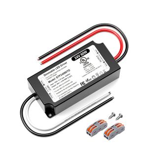 24V Dimmable LED Driver 60W, UL Listed DC 24V Triac ELV/MLV LED Dimmable Power Supply Compatible with Lutron & Leviton Switches 60 Watt LEDs Transformer 24 Volt for Strip Cabinets Light