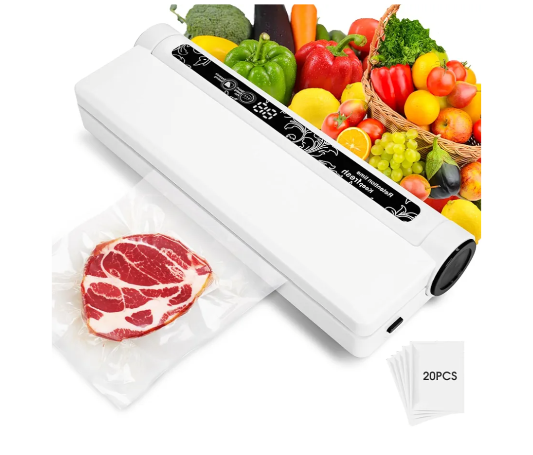 Vacuum Sealer for Food - Food Preserver Vacuum Sealer Machine, Vacuum Sealer Machine without vacuum sealer bags for food, One-Touch Automatic Sealing, Digital Display, 60KPa Strong Suction
