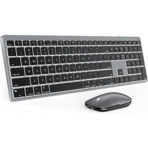 SABLUTE Bluetooth Keyboard and Mouse for Mac — 7-Color Backlit, Multi-Device, Rechargeable, Full-Size Wireless Keyboard Mouse Combo with Quiet Scissor-Switch Keys & Tilt Legs for Mac (Space Gray)