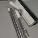 Floor Scrub Brush with Long Handle, 3 in 1 Scrape and Heavy-Duty Stiff Bristle Scrubber Brush for Cleaning Shower Bathroom, Patio, Pool, Garage, Kitchen, Wall and Deck (White, 1 Pack)