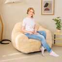 Bean Bag Sofa Chair for Adults, Beanbag Couch for Reading, Gaming, Relaxing, Soft and Durable Cover Lazy Sofa, Ivory