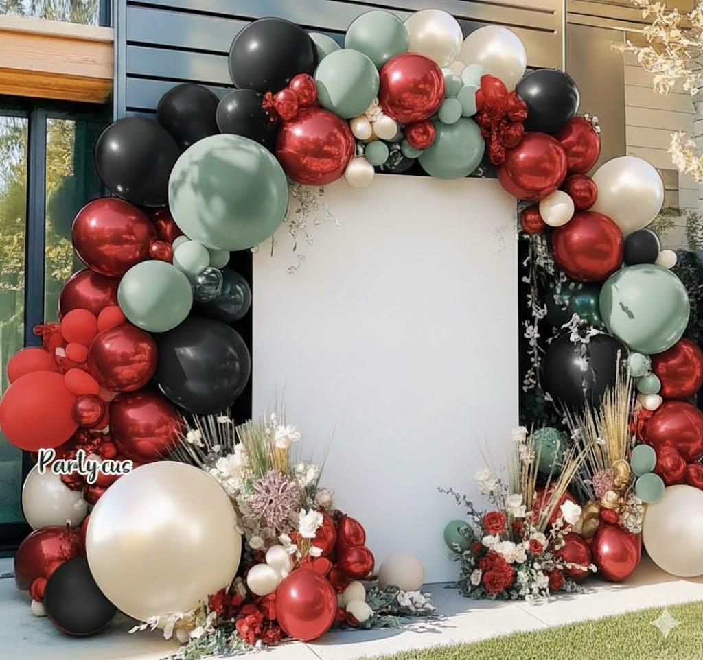 Emerald Green Gold Balloon Arch Kit Double Stuffed Dark Dusty Green Pearl White Sand Latex Balloon Garland for Birthday Wedding Graduation Anniversary Fall Christmas Party Decoration