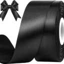 1-1/2 Inches 50 Yards Black Satin Ribbon, Solid Fabric Ribbon Roll for Flower Bouquets, Gift Wrapping, Wedding, Handmade Crafts