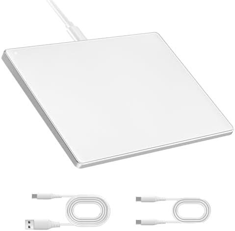 Wired Trackpad for Win/ Mac, High Precision Wired Touchpad with Multi-Gesture, Premium Glass Surface, Dual Cables(USB A to C & USB C to C) for Windows 10/ 11 Computer and iMac, MacBook Air/ Pro, White