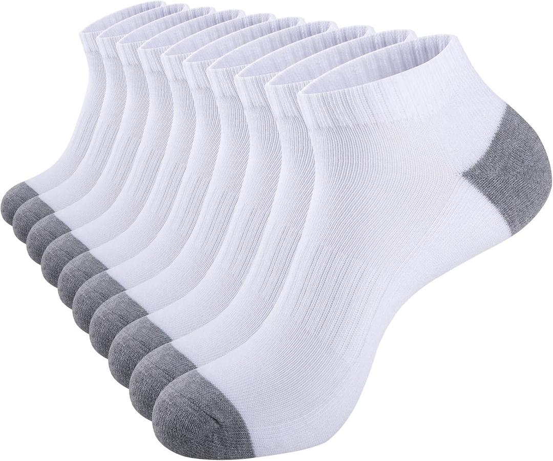 Eallco 10 Pairs Mens Ankle Socks Low Cut Socks for Men Athletic Socks Breathable Cushioned, One Size