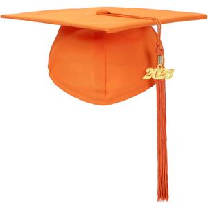 Newrara Graduation Unisex Matte Adult Graduation Cap with Tassel (Orange)