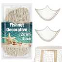 Sukh 2PCS Fish Net Decorative - Fish Net Decorations Decorative Netting Nautical Fishnet Table Runner Nets Netting Fishnet Ocean Party Rope Decoration