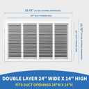 24 x 14 Return Air Grille [Duct Opening Size],Return Air Vent Cover for Wall Or Ceiling,Steel Return Air Filter Grilles Removable Face/Door for 1 Inch Filters (24"W x 14"H [Duct Opening])
