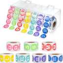 3500 Pcs Size Stickers Labels with 1 Pcs Acrylic Label Dispenser Clothing Size Sticker Label Color Round Self Adhesive Apparel Labels Stickers for T Shirt Skirt Retail 7 Sizes (XS S M L XL 2XL 2XL)