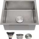 16 Inch Bar Sink Undermount  Delironexu 18 Gauge Stainless Steel Small Kitchen Sink, 16"x18"x8" Small Bar Sinks, Wet bar sink with Brushed Finish for Outdoor, RV, and Prep Use