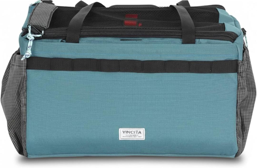 Vincita Caddy Pet Basket for Brompton Bike – Secure Aluminum Frame Dog & Cat Carrier – Breathable Mesh Top, Internal Safety Leash & Washable Liner – Fits Front Carrier Block. (Blue)