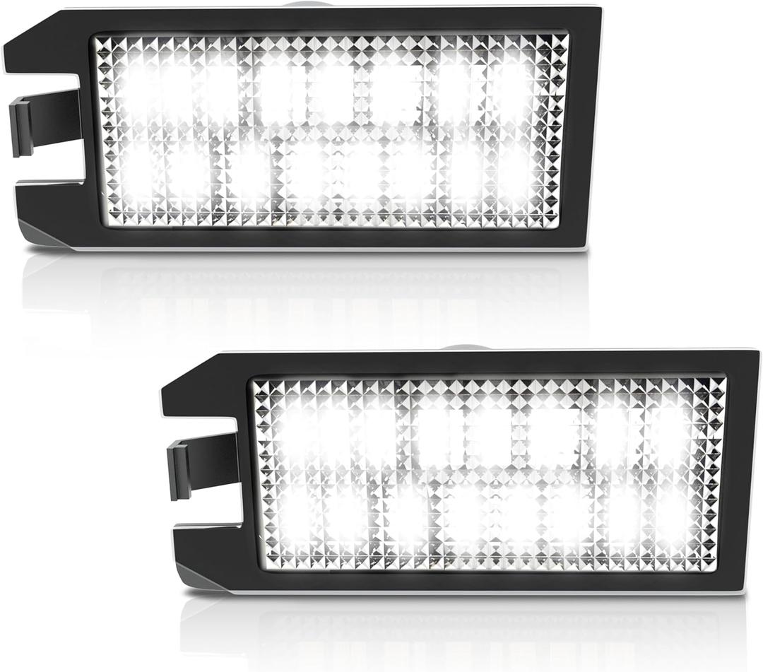 Full LED License Plate Light Tag Light Assembly for 2014-2022 Jeep Grand Cherokee Compass Patriot, 6000K Black, Tag Lamp Assembly Replacement, 2PCS