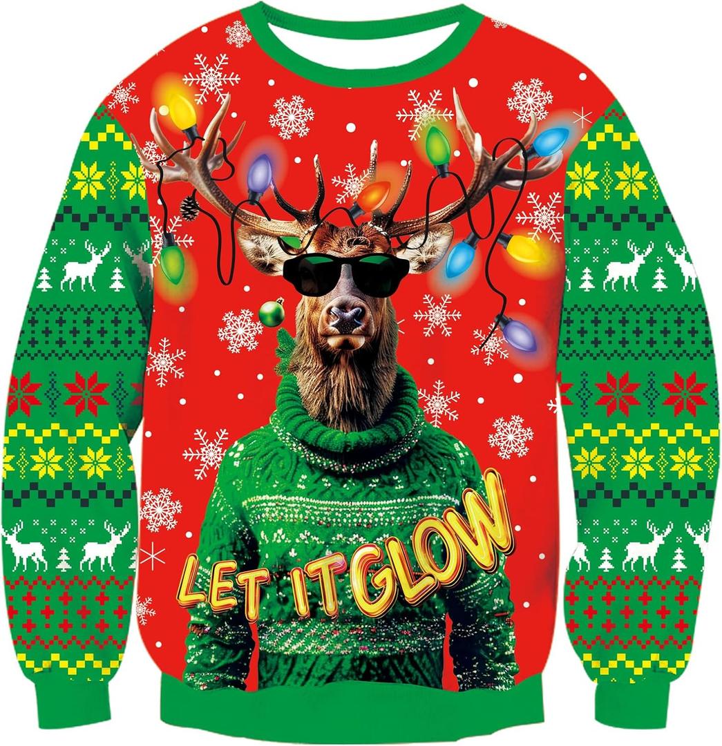 RAISEVERN Christmas Sweatshirt for Men Women Funny Pullover Xmas Top