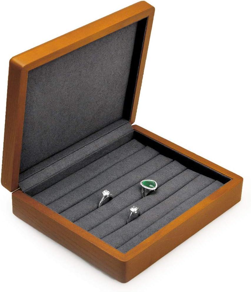 Oirlv Solid Wood Ring Jewelry Box Organizer Earrings Jewelry Drawer Organizer Tray with Lid (Grey)