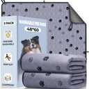 Fostanfly Non-Slip Washable Pee Pads for Dogs, 2 Pack 48''x60'' Extra Large Ultra-Absorbent and Leak-Proof Reusable Potty Training Pads for Dogs, Puppy and Cats of Add 8 Lanyards (Gray)
