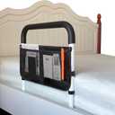 AOHHL Bed Rails for Elderly Adults Safety Adjustable Heights Storage Pocket Assist Support Side Railings for Seniors Citizens Slides Under Mattressbed Cane Bed Guard Bed Handles Bars(White)