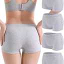 Anyball Women's Boyshorts Underwear Cotton, Full Coverage Panties, Womens Boyshort Boxer Briefs Breathable for Women 4 Pack Gray, M