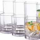 US Acrylic Classic Clear Plastic Reusable Drinking Glasses (Set of 8) 12oz Rocks & 16oz Water Cups | BPA-Free Tumblers, Made in USA | Top-Rack Dishwasher Safe