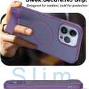 Magnetic Compatible with iPhone 12 Pro Max & iPhone 13 Pro Max Case, [Built-in Invisible Kickstand][Compatible with Mag-Safe]Slim Translucent Matte Phone Case for iPhone 12/13 Pro Max, Purple