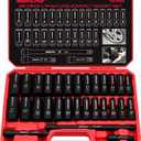 29-Piece 1/2" Drive Impact Socket Set, SAE (3/8 to 1 inch) and Metric (10-24mm) Sizes with Extension Bars Standard Deep Socket Set CR-V Material High Durability Impact Wrench