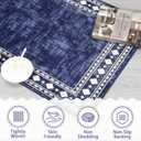 CAROMIO 8x10 Machine Washable Area Rug, Modern Bordered Stain Resistant Non-Slip Accent, Minimalist Floor Cover for Living Room Decor, Navy