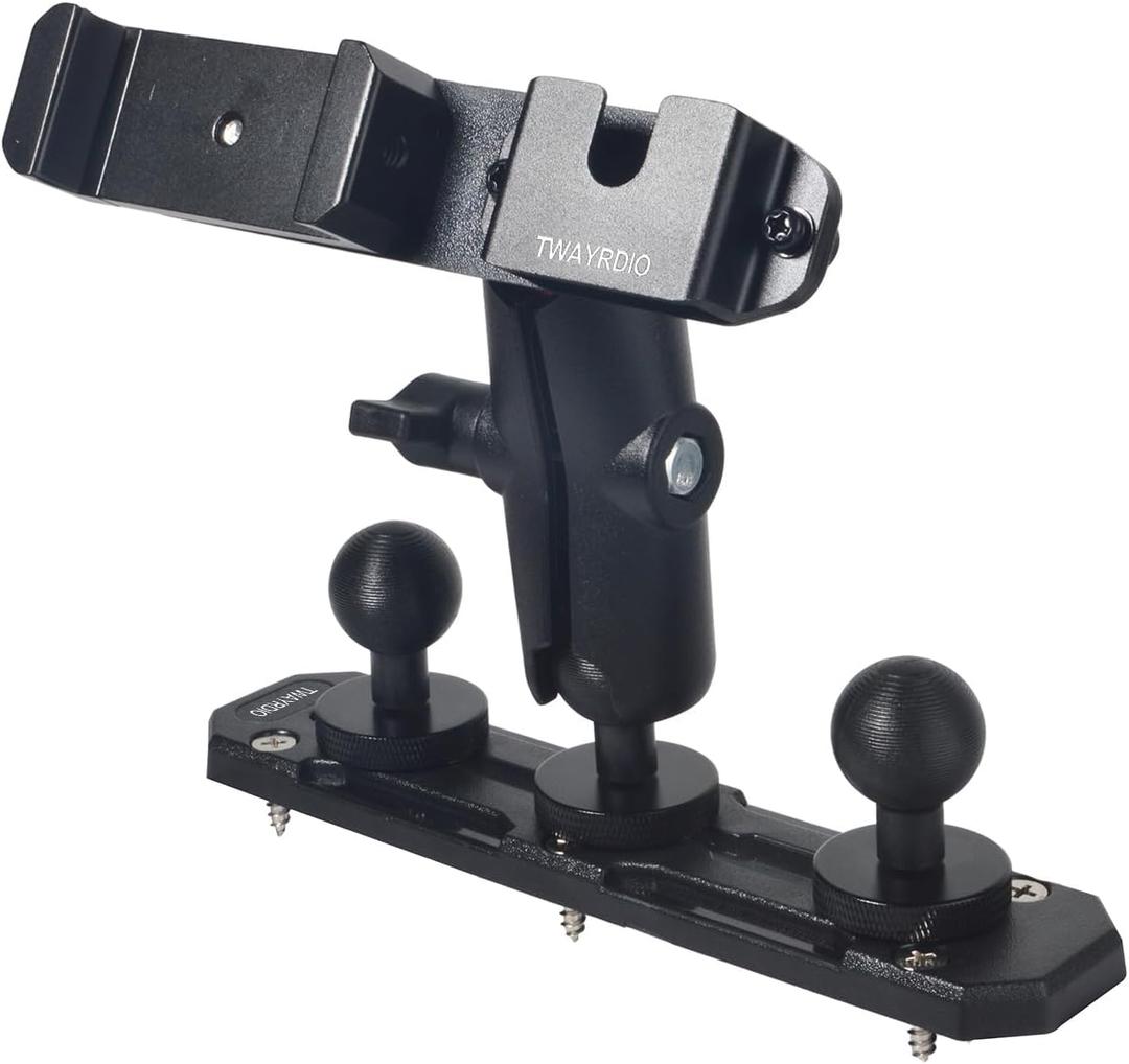 TWAYRDIO Dash Track Mount with 3pcs 1" Track Ball, Short Double Socket Arm, Phone/Radio Holder, Compatible with RAM Mounts, for Cars Vehicles Trucks Boats