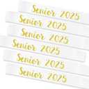 KETAOO Pack of 6 Senior 2025 Sash, Gold Glitter White Finally Graduated 2025 Senior Cheerleader Sashes for Graduation Party Decorations Supplies Set of 2