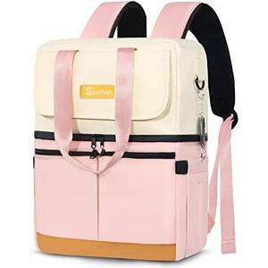 Scothen Backpack Cooler with Double Decker & 12 Ice Packs- Keeps 36 Cans Cold for Up to 24 Hours- Waterproof & Leak Proof Insulated Cooler Backpack- Stylish Cooler Bookbag for Women Travel Work Beach