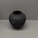 Large Black Round Vase for Flowers & Table Centerpieces - 11 Inch Rustic Textured Earthy Stone Look, Matte Big Decorative Arina Modern Farmhouse Wabi Sabi Decor for Living Room, Dining, Coffee Table