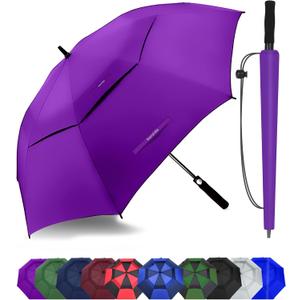 Golf Umbrella Large 54/62/68/72 Inch, Extra Large Oversize Double Canopy Vented Windproof Waterproof Umbrella, Automatic Open Golf Umbrella for Men and Women and Family.