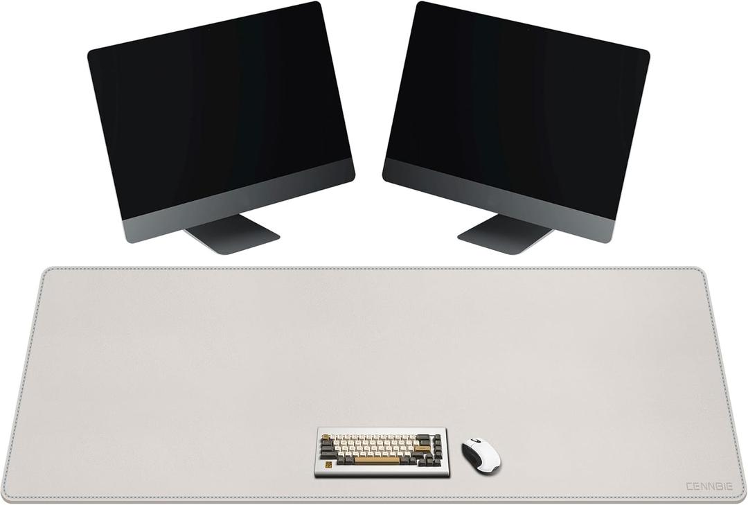 CENNBIE Leather Desk Mat Large, 63" x 19.6" Desk Pad Blotter Protector, Extended Non-Slip Mouse Pad, Waterproof PU Leather Large Mouse pad for Desk Office and Home (Cream)