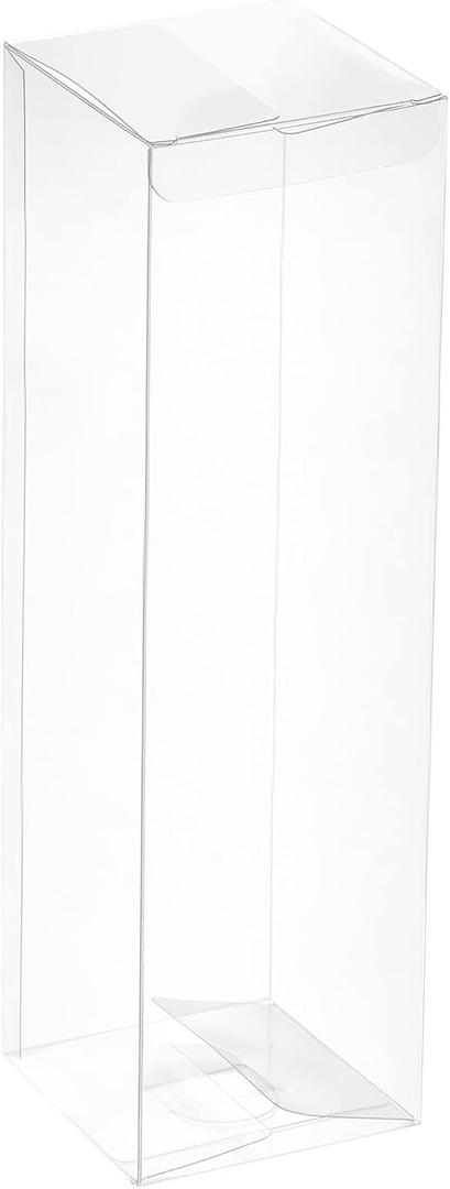 MECCANIXITY Plastic Retail Boxes 2.8"x2.8"x9.1" (70x70x230mm) Gift Box with Protecting Film for Candy, Cookies, Christmas, Wedding, Party Wrapping Clear Pack of 5