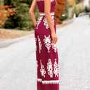 PRETTYGARDEN Women's Summer Boho Jumpsuits One Piece Beach Vacation Outfits Spaghetti Strap Wide Leg Pants Rompers (Wine Red Apricot Floral,XX-Large)