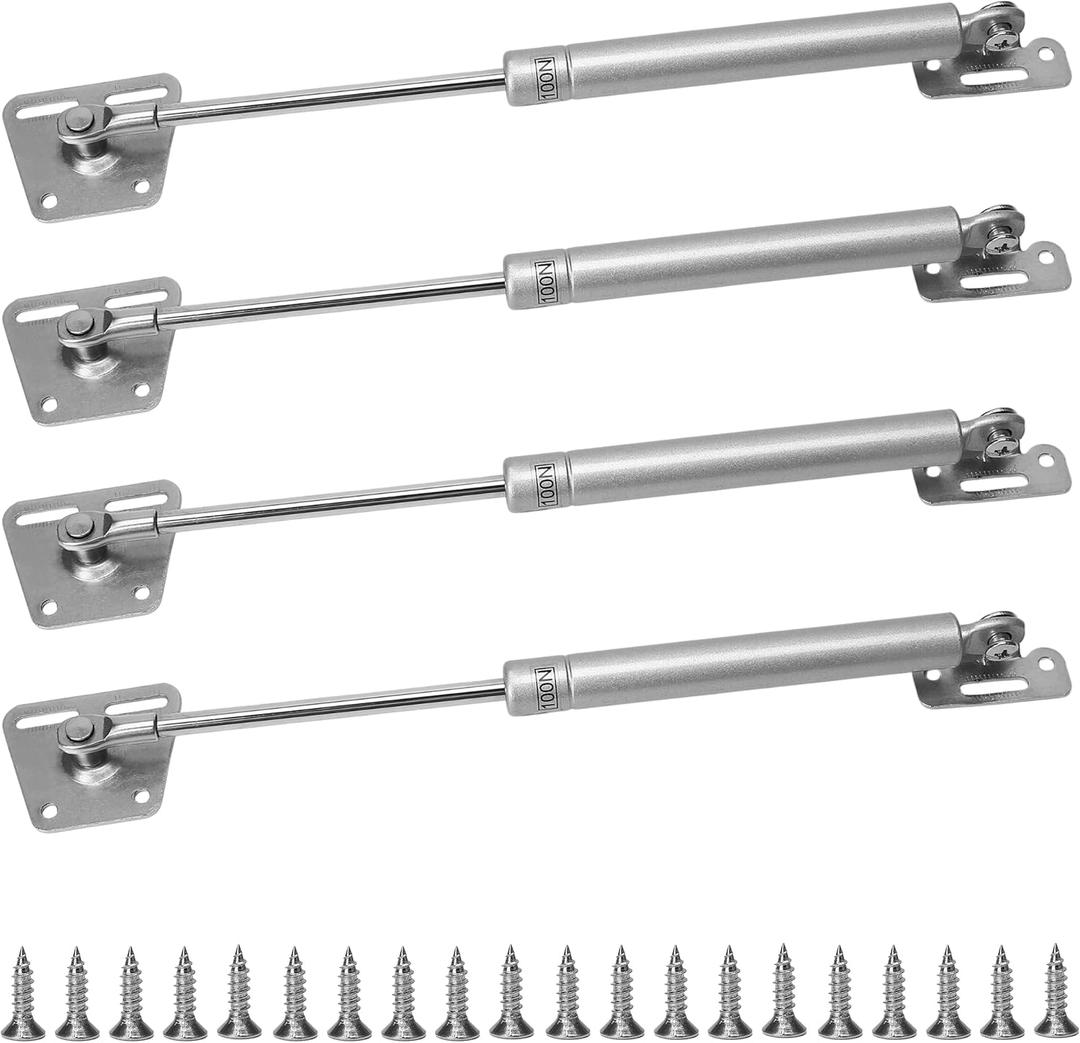 4Pcs 100N/22 lb Hydraulic Support Cabinet Hinge Soft Close Lid Supports & Buffer Telescopic Cabinets Door Gas Spring Glue Head Supports 11.4" Length Safety Struts Lift