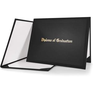 GraduationMall Imprinted Diploma Cover for Certificate 8.5''x 11'' Black,1-Pack