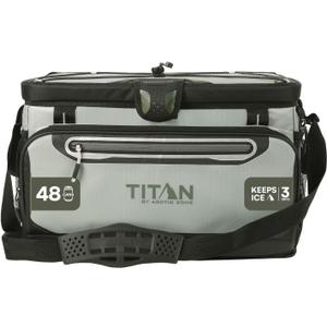 Titan Zipperless HardBody Cooler, Keeps Ice 2 Days
Durable soft cooler with easy access lid, leak proof hard liner with shelf, Backsaver shoulder strap, for lunch and day trips