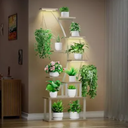 BACEKOLL Plant Stand Indoor with Grow Lights, 9 Tiered Metal Plant Shelf, 63" Tall Plant Stand for Indoor Plants Multiple, Large Plant Rack Display Shelves, Corner Plant Holder for Home, Patio (White)