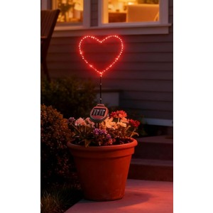 Solar LED Neon Red Heart Outdoor Garden Dcor Stake Light Valentines Heart Lawn Decor -Nurses, Doctors, EMT's First Responders, Valentine Day, Honeymoons, Girl/Boy Friend, Gift and Affection