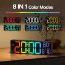 JALL 16.2" Large Digital Wall Clock with Bluetooth Sync, RGB Digital Clock Large Display with Auto DST, Wall Clock for Classroom Bedroom Gym Office, Led Clock for Seniors (Black)