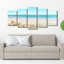 Pyradecor Seashell 5 panels Seascape Canvas Prints Landscape Pictures Paintings Modern Stretched Canvas Wall Art Sea Beach Pictures Artwork for Home Decor, 10x16"x2pcs, 10x20"x2pcs, 10x24"x1pc