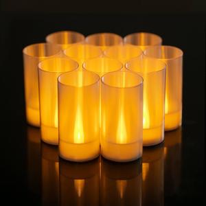 LANKER Flameless Candles, Battery Operated LED Pillar Candles, D1.5 x H3 inch, Flickering Warm White Long Flame-Effect Light, Romantic Electronic Fake Votive Candles, Set of 12 (Warm White)