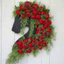 Suncalla Derby Horse Wreath for Front Door Run for the Roses Derby Rose Door Hanger Horse Racing Jockey Long Wooden Wall Sign Party Decorations Window Porch Home Festival Celebration Decorations