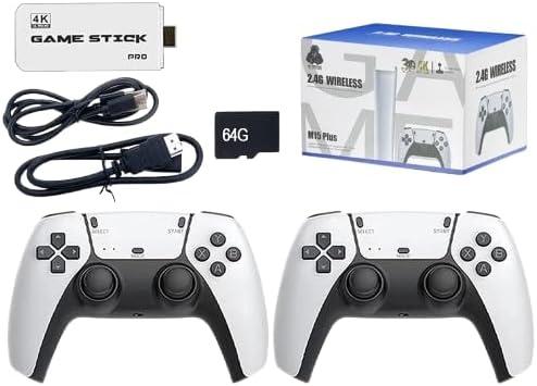 4K TV Game Stick M15 Built-in 3/40000+ Retro Games 64GB Console with Wireless Gamepads, Supports 23+ Simulators for HD TV Gaming - 64GB-40000-games